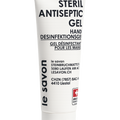 Steril Antiseptic Gel 75 ml – mehrere Handdesinfektionsgel-Tuben von le savon aufgereiht vor hellem Hintergrund