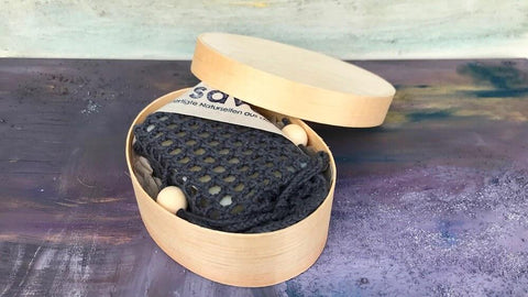 Le Savon, lesavon.ch, Seifensäckchen, Soap Pouch, Soap Saver, Seifensäckli, Seifenreste, Naturseife, handgefertigte Seife, Pure Nature, Spandose, Holzbox, Holz